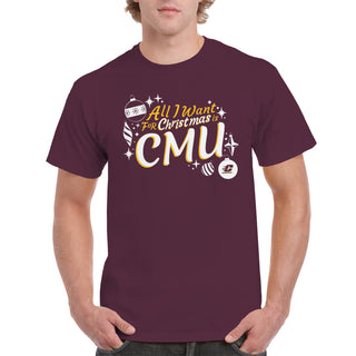 Central Michigan Chippewas All I Want For Christmas Is CMU T Shirt - Maroon