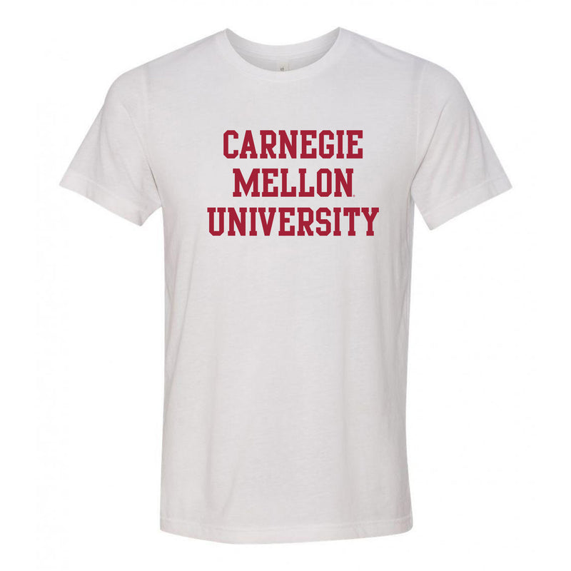 Carnegie Mellon University Tartans Basic Block Canvas Triblend Short Sleeve T Shirt - Solid White Triblend