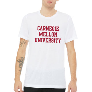 Carnegie Mellon University Tartans Basic Block Canvas Triblend Short Sleeve T Shirt - Solid White Triblend