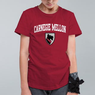 Carnegie Mellon Tartans Arch Logo Youth T Shirt - Cardinal