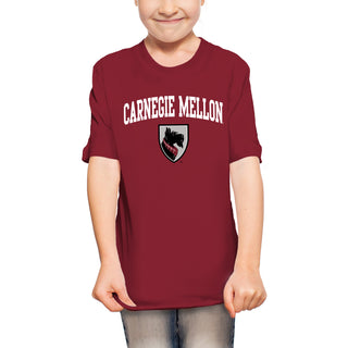 Carnegie Mellon Tartans Arch Logo Youth T Shirt - Cardinal