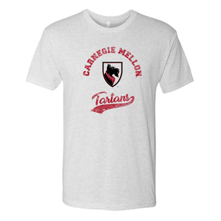 Carnegie Mellon Tartans Retro Script Triblend T Shirt - Heather White