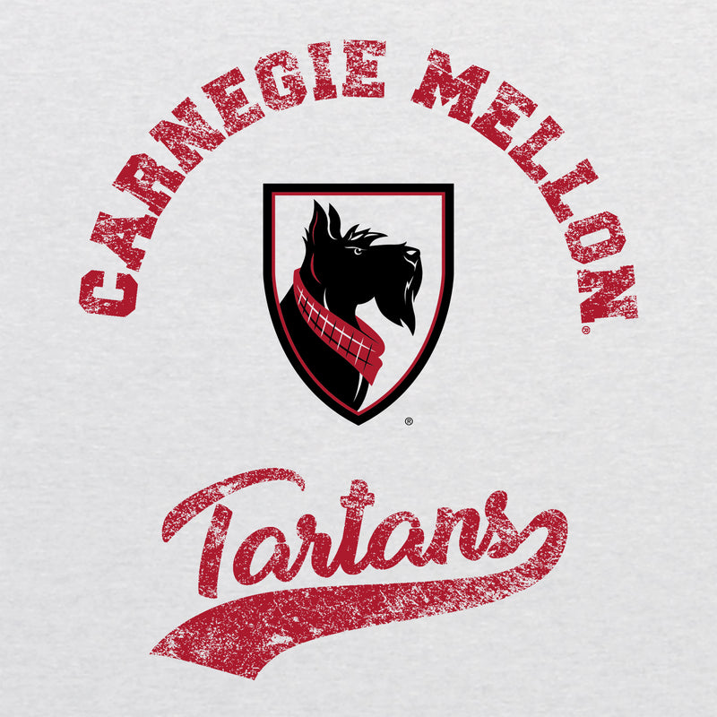 Carnegie Mellon Tartans Retro Script Triblend T Shirt - Heather White