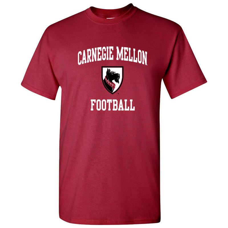 Carnegie Mellon University Tartans Arch Logo Football Short Sleeve T Shirt - Cardinal