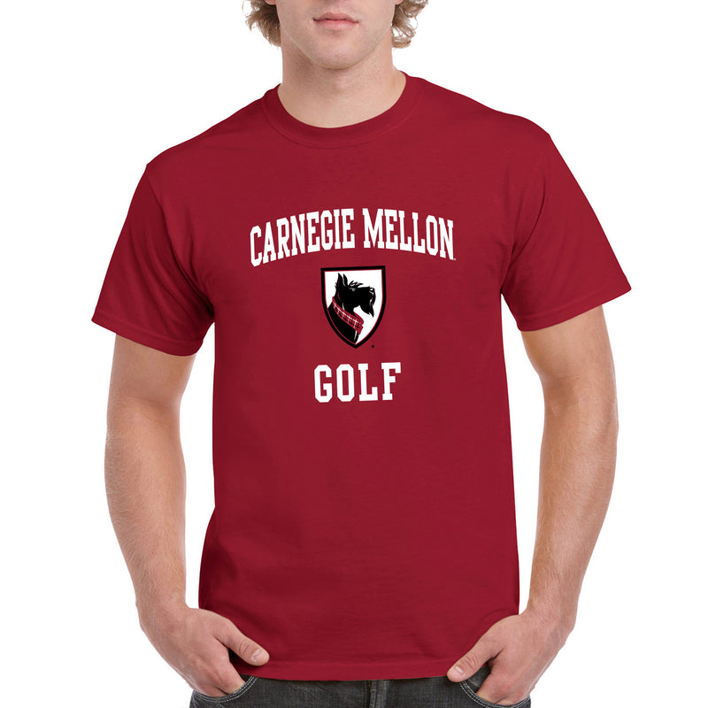 Carnegie Mellon University Tartans Arch Logo Golf Short Sleeve T Shirt - Cardinal