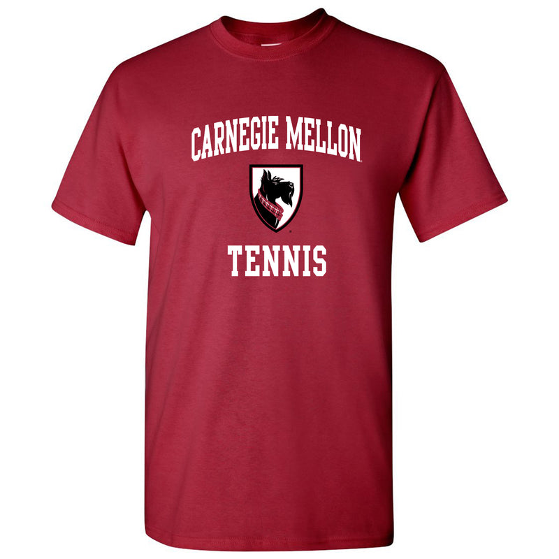 Carnegie Mellon University Tartans Arch Logo Tennis Short Sleeve T Shirt - Cardinal