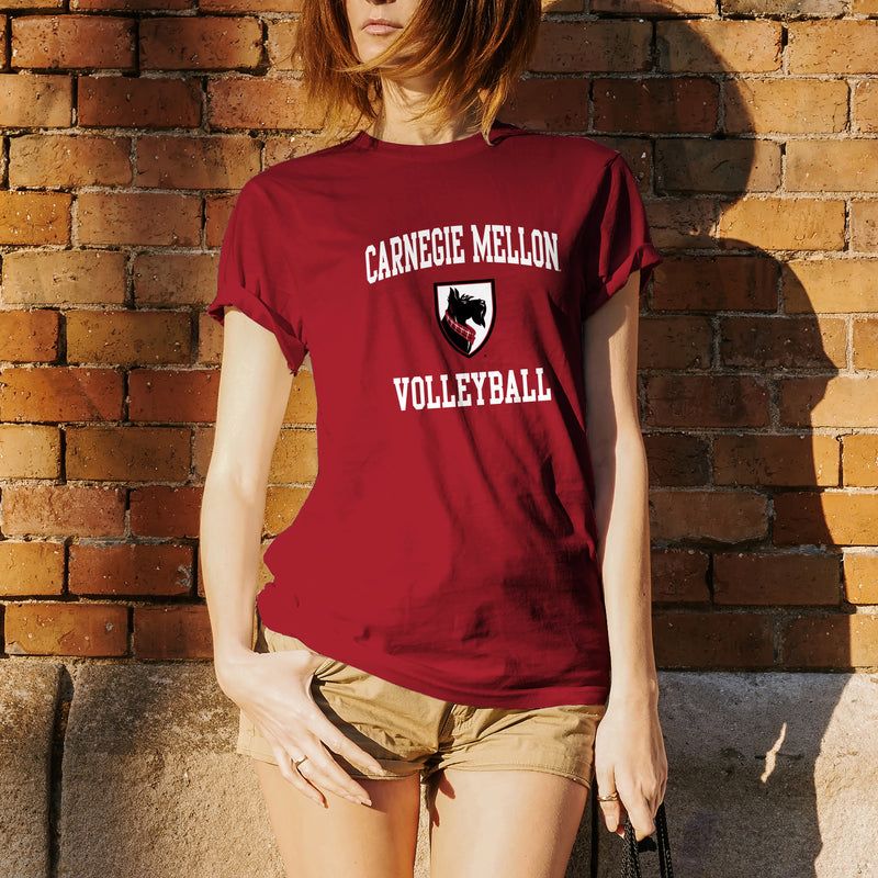 Carnegie Mellon University Tartans Arch Logo Volleyball Short Sleeve T Shirt - Cardinal