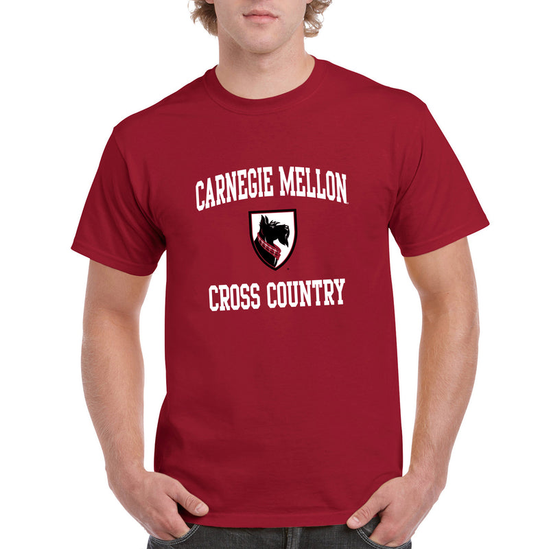 Carnegie Mellon University Tartans Arch Logo Cross Country Short Sleeve T Shirt - Cardinal