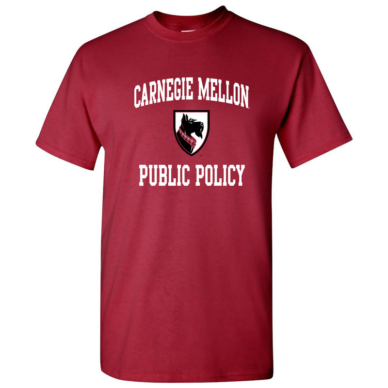 Carnegie Mellon University Tartans Arch Logo Public Policy Short Sleeve T Shirt - Cardinal