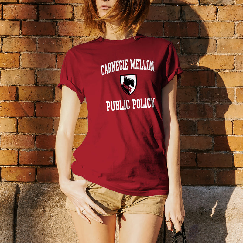 Carnegie Mellon University Tartans Arch Logo Public Policy Short Sleeve T Shirt - Cardinal