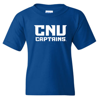 Christopher Newport University Captains Basic Block Youth Short Sleeve T-Shirt - Royal