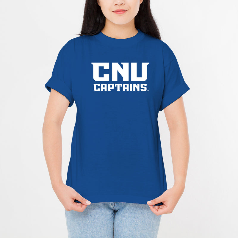 Christopher Newport University Captains Basic Block Short Sleeve T-Shirt - Royal