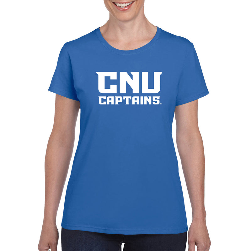 Christopher Newport University Captains Basic Block Womens Short Sleeve T-Shirt - Royal