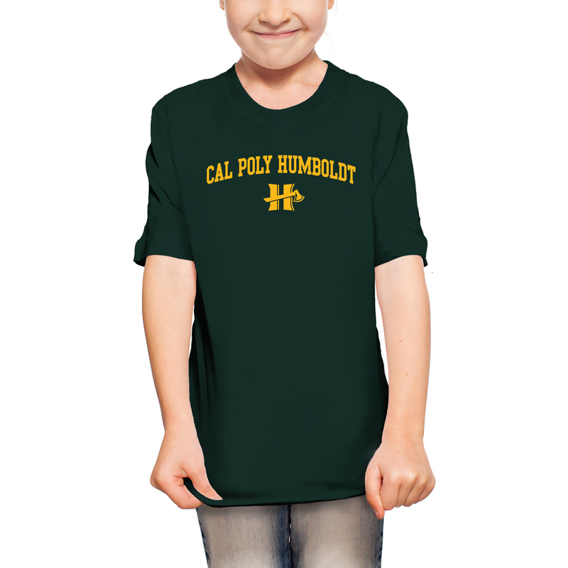 Cal Poly Humboldt Lumberjacks Arch Logo Youth T Shirt - Forest