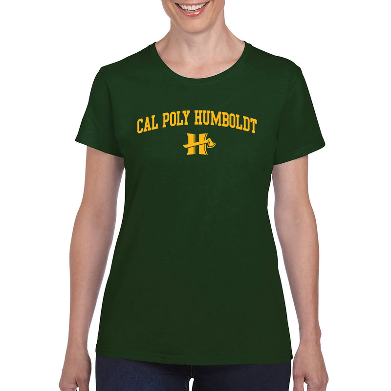 Cal Poly Humboldt Lumberjacks Arch Logo Womens T Shirt - Forest