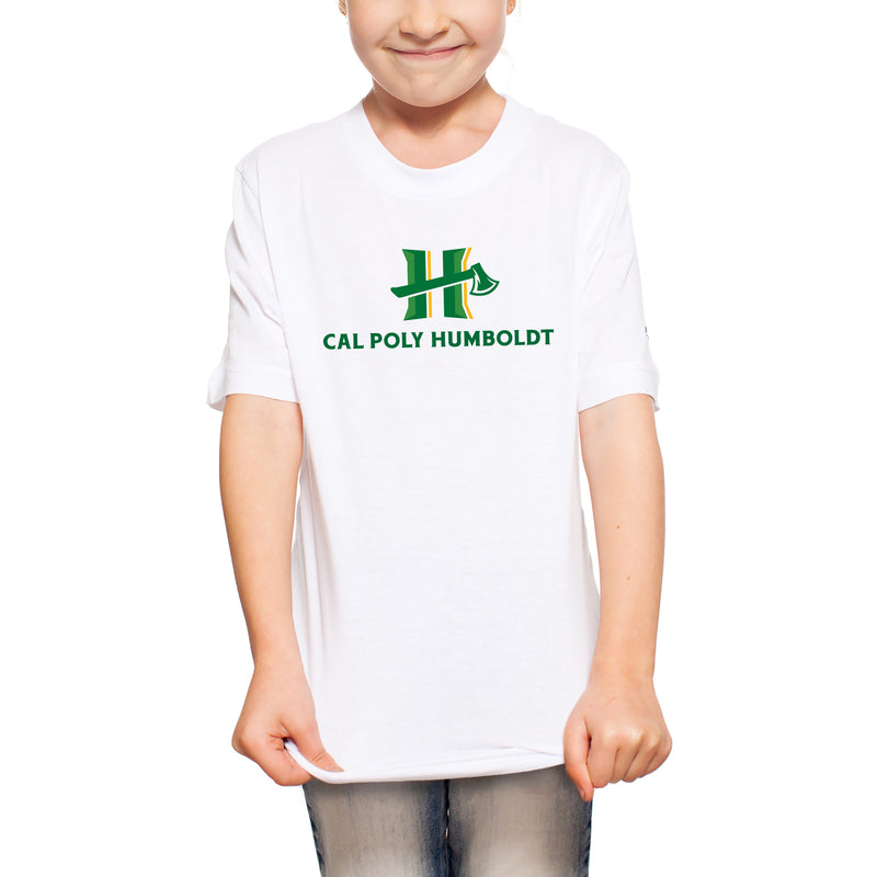 Cal Poly Humboldt Lumberjacks Primary Logo Youth T Shirt - White