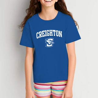 Creighton University Bluejays Arch Logo Youth Short Sleeve T Shirt - Royal