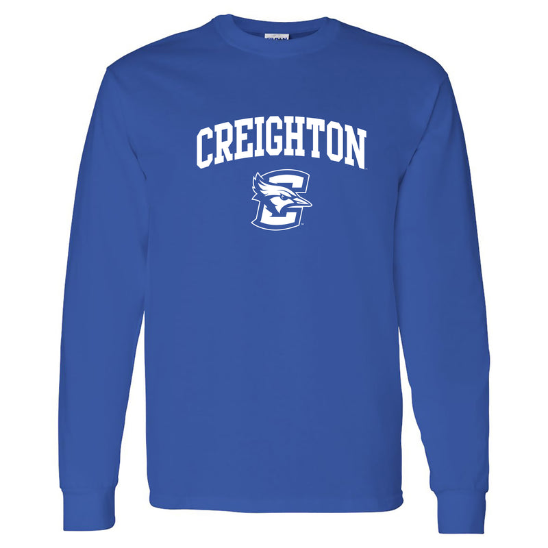 Creighton University Bluejays Arch Logo Long Sleeve T Shirt - Royal