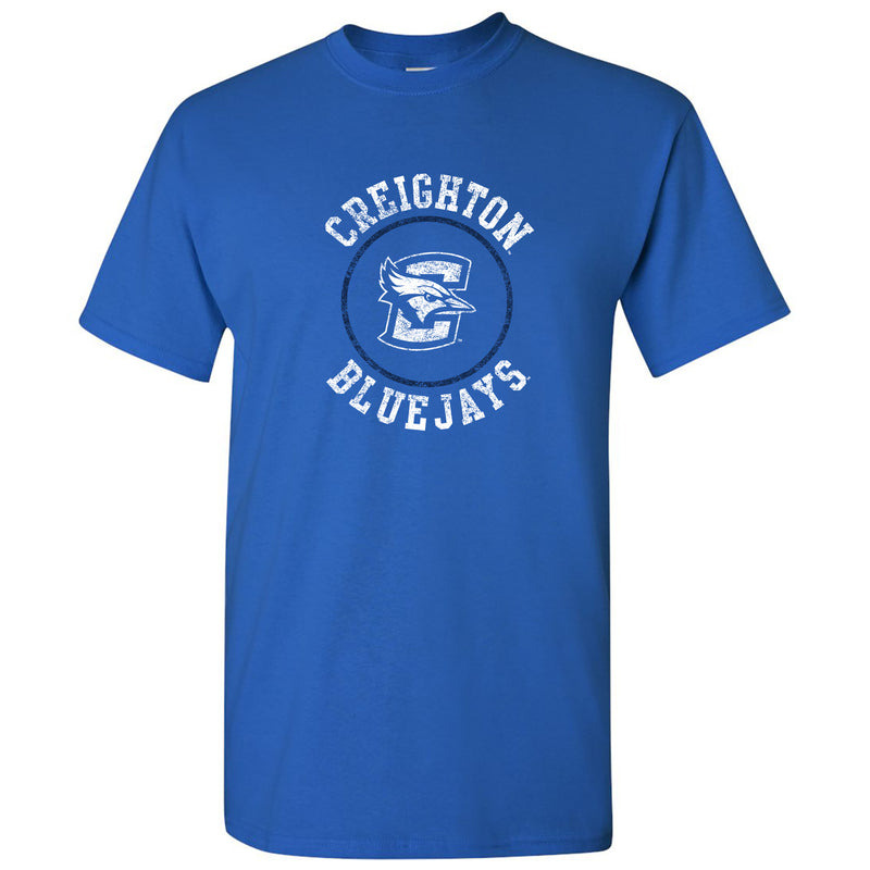 Creighton University Bluejays Distressed Circle Logo Short Sleeve T Shirt - Royal