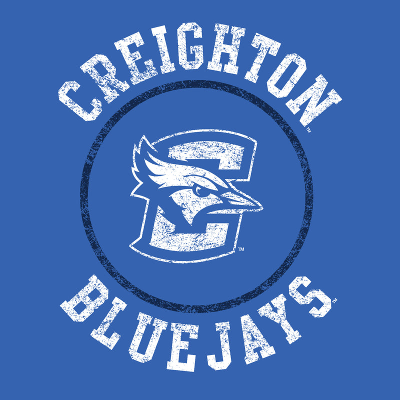 Creighton University Bluejays Distressed Circle Logo Long Sleeve T Shirt - Royal