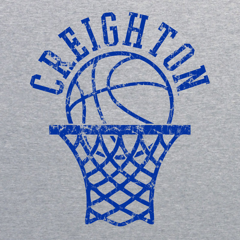 Creighton University Bluejays Retro Basketball Hoop Canvas Triblend Short Sleeve T Shirt - Athletic Grey