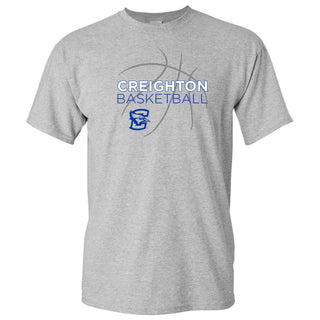 Creighton University Bluejays Basketball Sketch Basic Cotton Short Sleeve T Shirt - Sport Grey