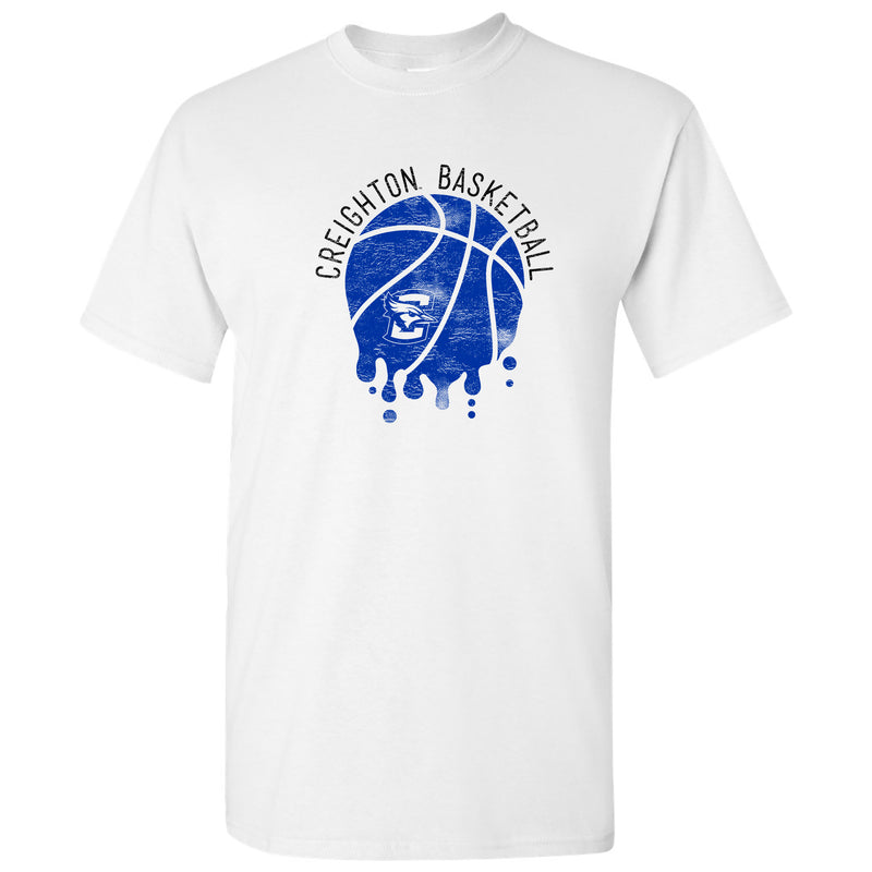 Creighton University Bluejays Basketball Dribble Basic Cotton Short Sleeve T Shirt - White