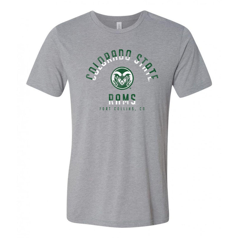 Colorado State University Rams Division Arch Canvas Triblend Short Sleeve T Shirt - Athletic Grey