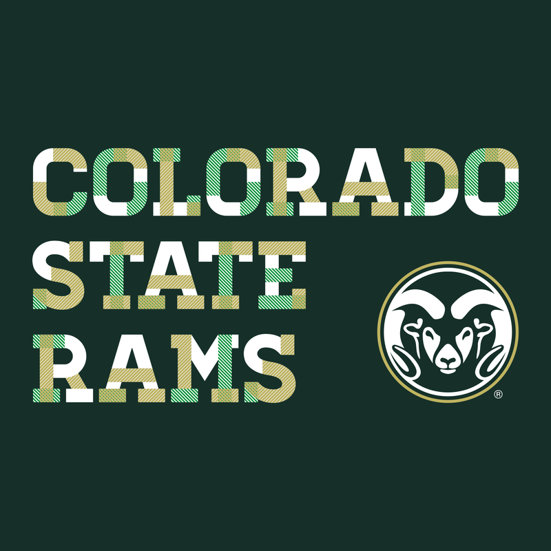 Colorado State University Rams Patchwork Cotton Long Sleeve T Shirt - Forest