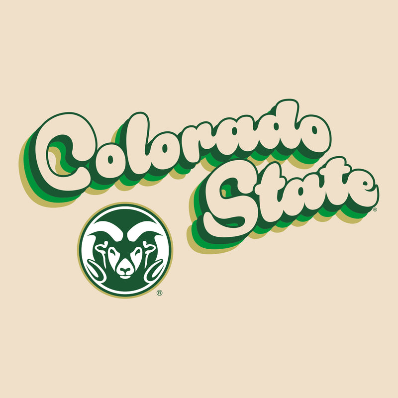 Colorado State University Rams Groovy Script Logo Ringer T Shirt - Natural/Forest
