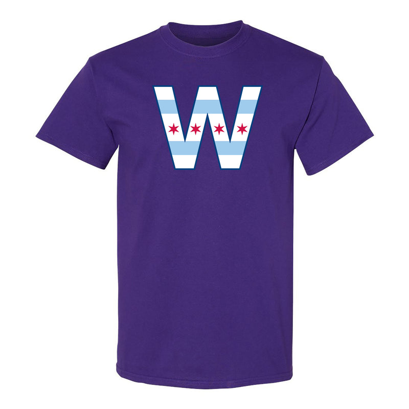 Chicago Flag W Short Sleeve T Shirt - Purple