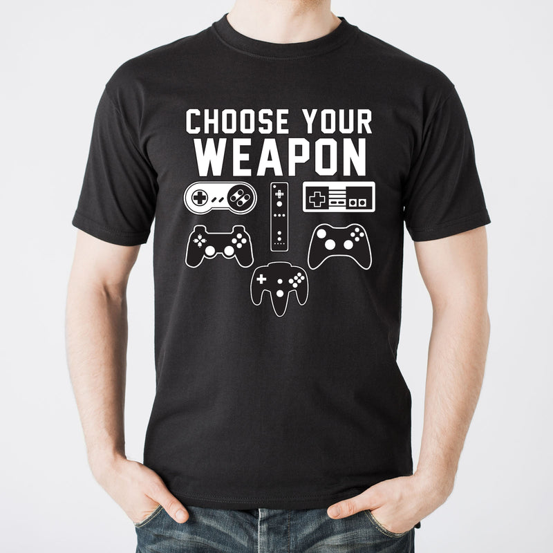 Choose Your Weapon Gamer Gaming Console Adult T-Shirt Basic Cotton - Black