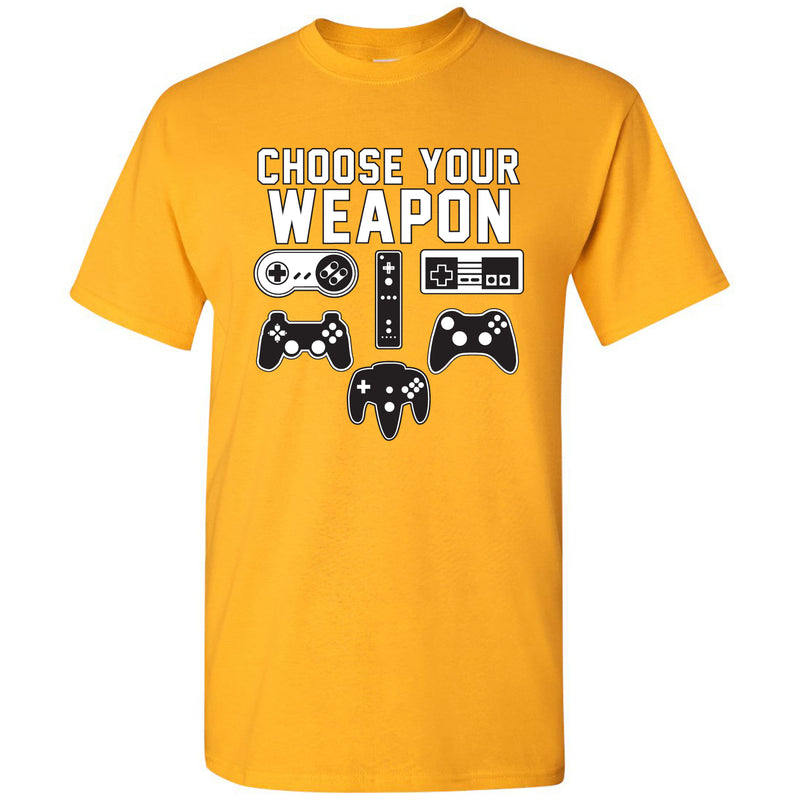 Choose Your Weapon Gamer Gaming Console Adult T-Shirt Basic Cotton - Gold