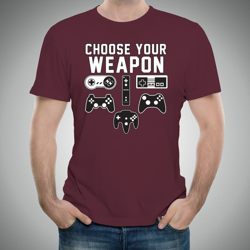 Choose Your Weapon Gamer Gaming Console Adult T-Shirt Basic Cotton - Maroon