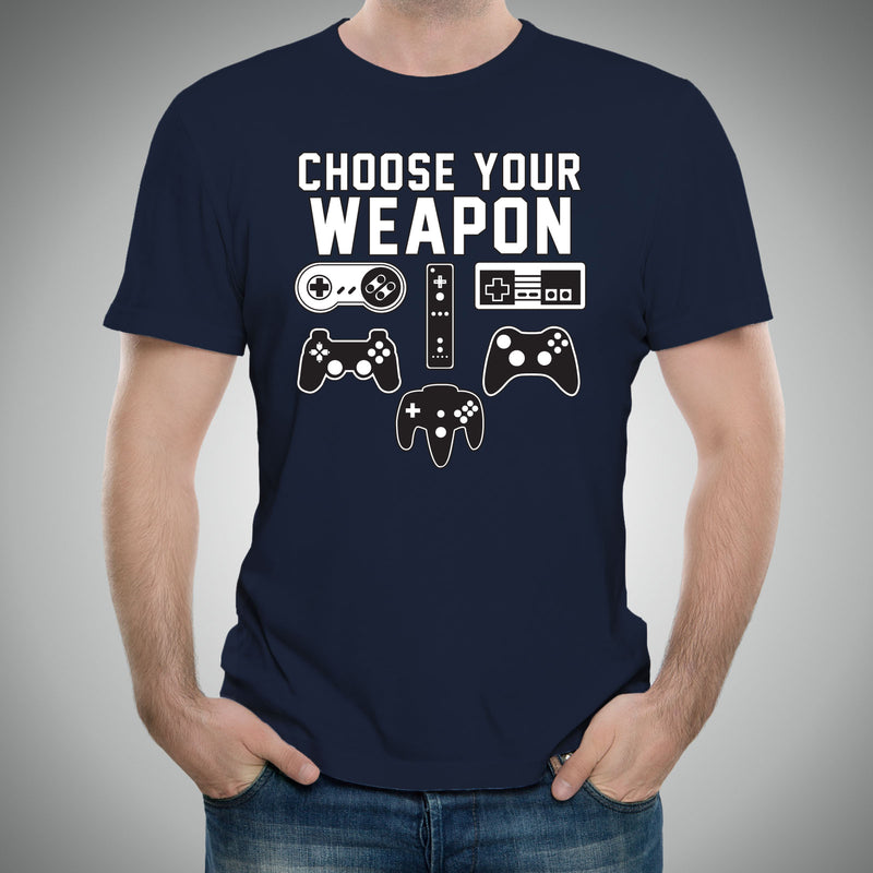 Choose Your Weapon Gamer Gaming Console Adult T-Shirt Basic Cotton - Navy