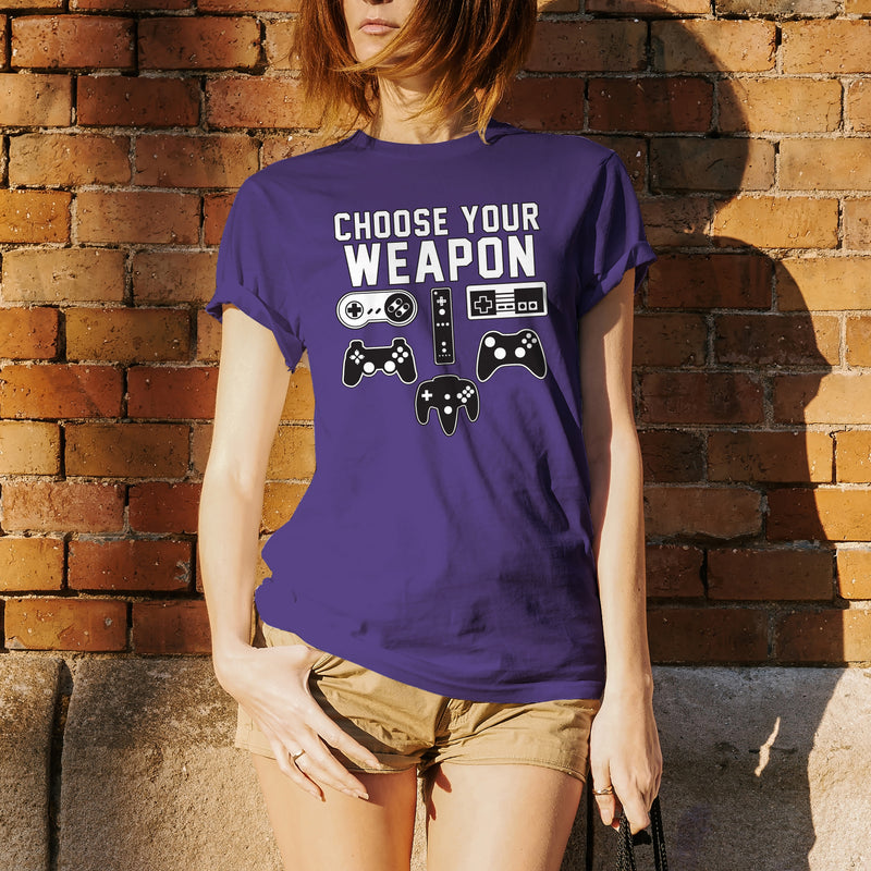 Choose Your Weapon Gamer Gaming Console Adult T-Shirt Basic Cotton - Purple