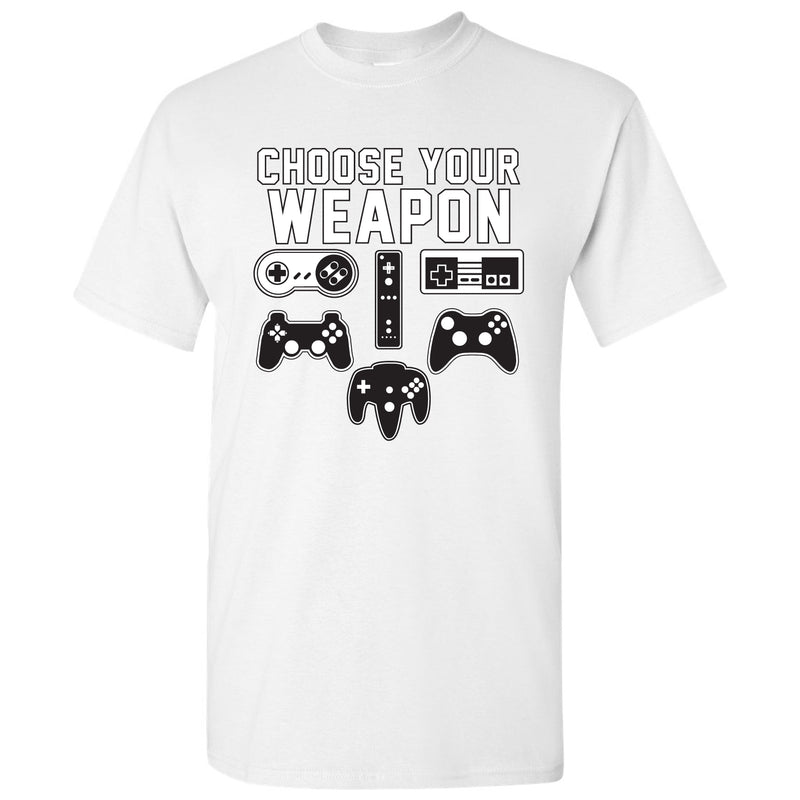 Choose Your Weapon Gamer Gaming Console Adult T-Shirt Basic Cotton - White