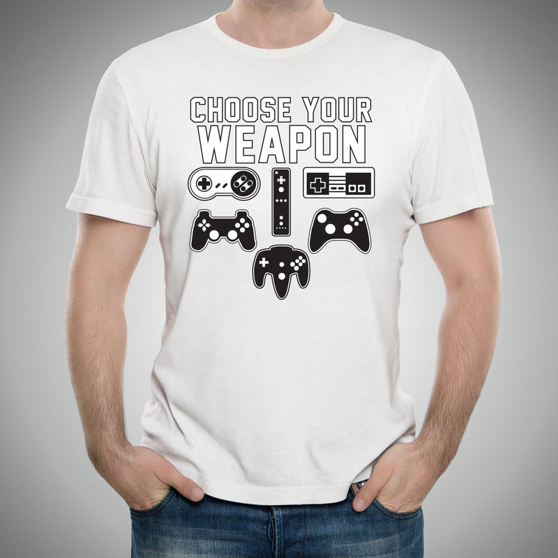Choose Your Weapon Gamer Gaming Console Adult T-Shirt Basic Cotton - White