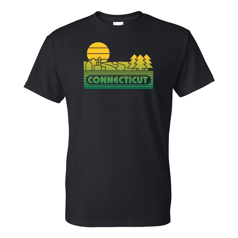 Connecticut Groovy Sunset T-Shirt - Black