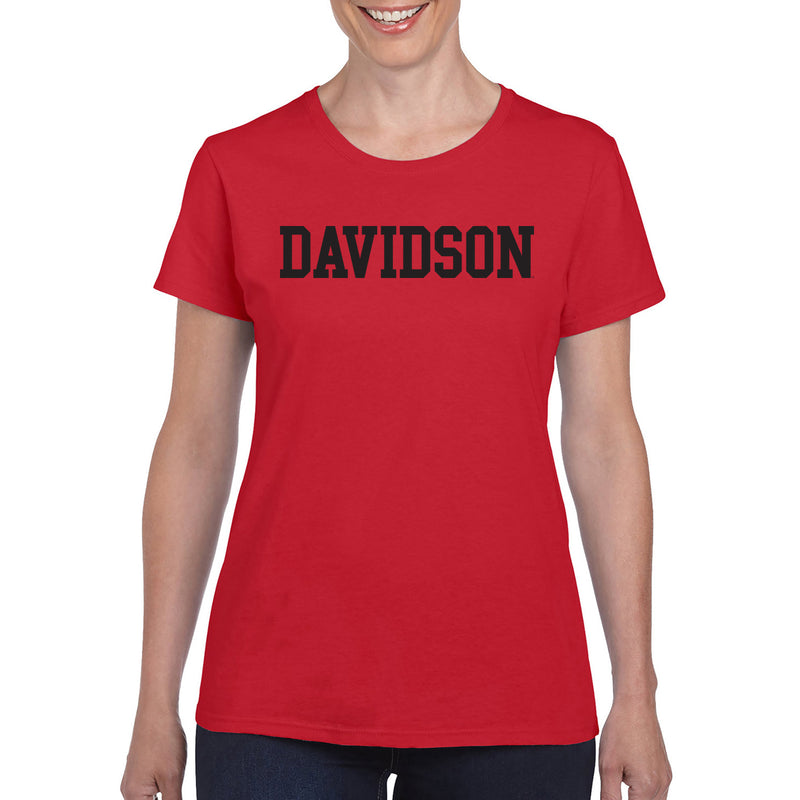 Davidson Wildcats Basic Block Womens T Shirt - Red
