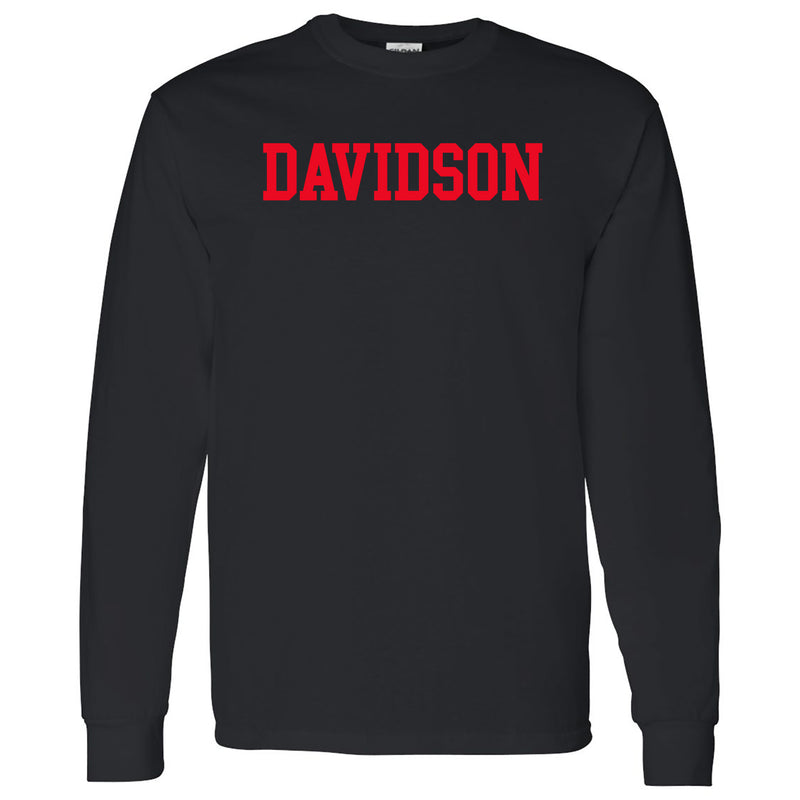 Davidson Wildcats Basic Block Long Sleeve Shirt - Black