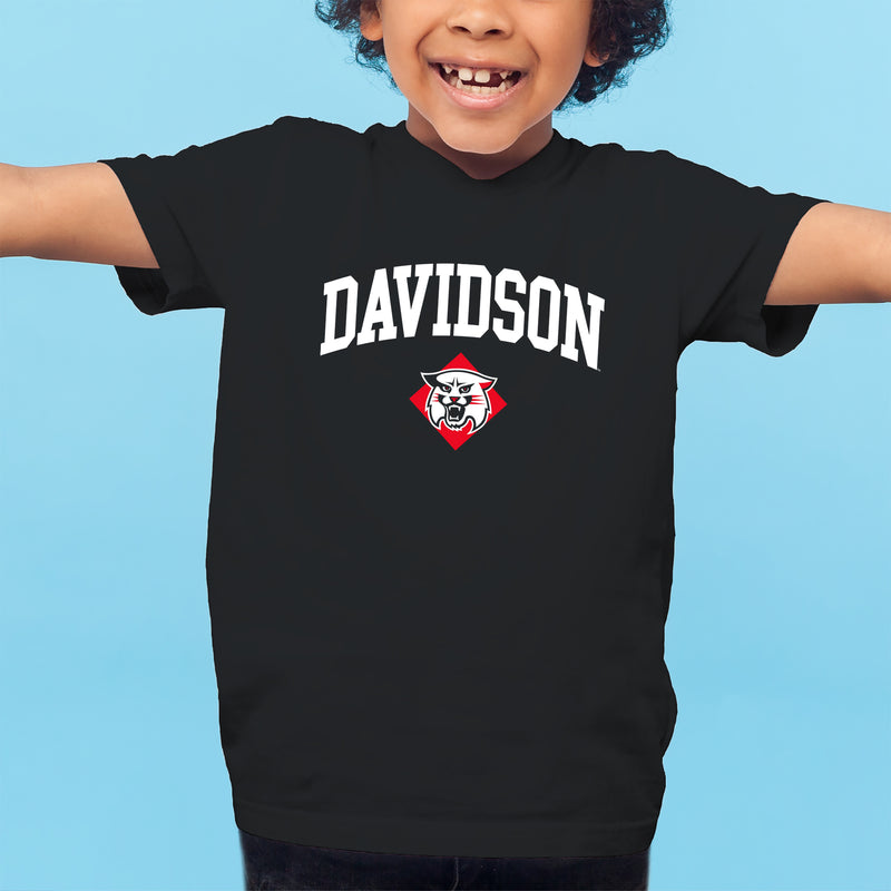 Davidson Wildcats Arch Logo Youth T Shirt - Black