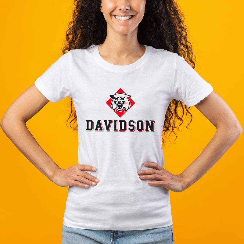 Davidson Wildcats Primary Logo Womens T Shirt - White