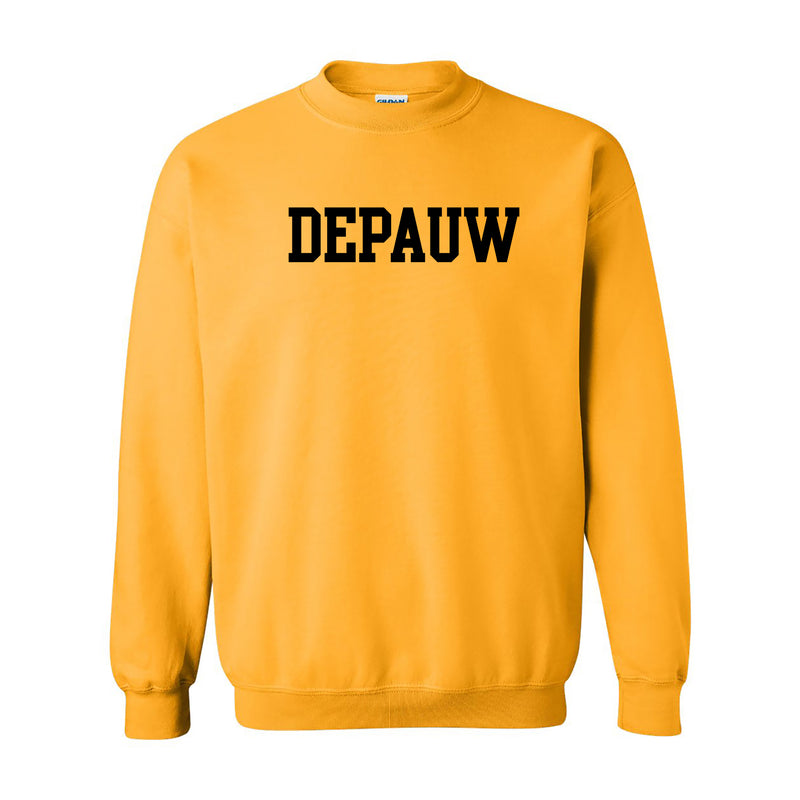DePauw University Tigers Basic Block Heavy Blend Crewneck Sweatshirt - Gold