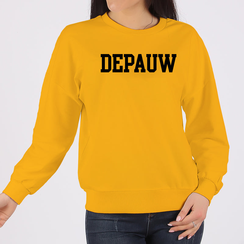 DePauw University Tigers Basic Block Heavy Blend Crewneck Sweatshirt - Gold