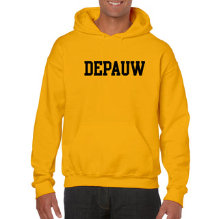 DePauw University Tigers Basic Block Heavy Blend Hoodie - Gold