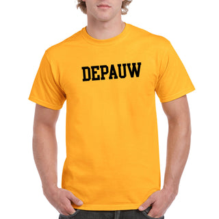 DePauw University Tigers Basic Block Short Sleeve T Shirt - Gold