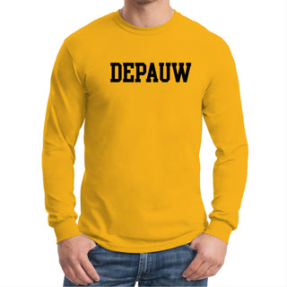 DePauw University Tigers Basic Block Long Sleeve T-Shirt - Gold