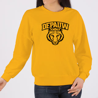 DePauw University Tigers Arch Logo Heavy Blend Crewneck Sweatshirt - Gold