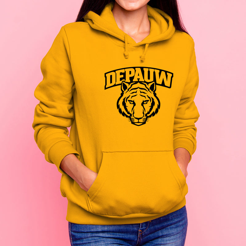 DePauw University Tigers Arch Logo Heavy Blend Hoodie - Gold